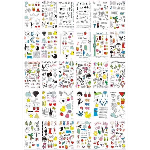 Temporary Tattoo Sticker Set - A